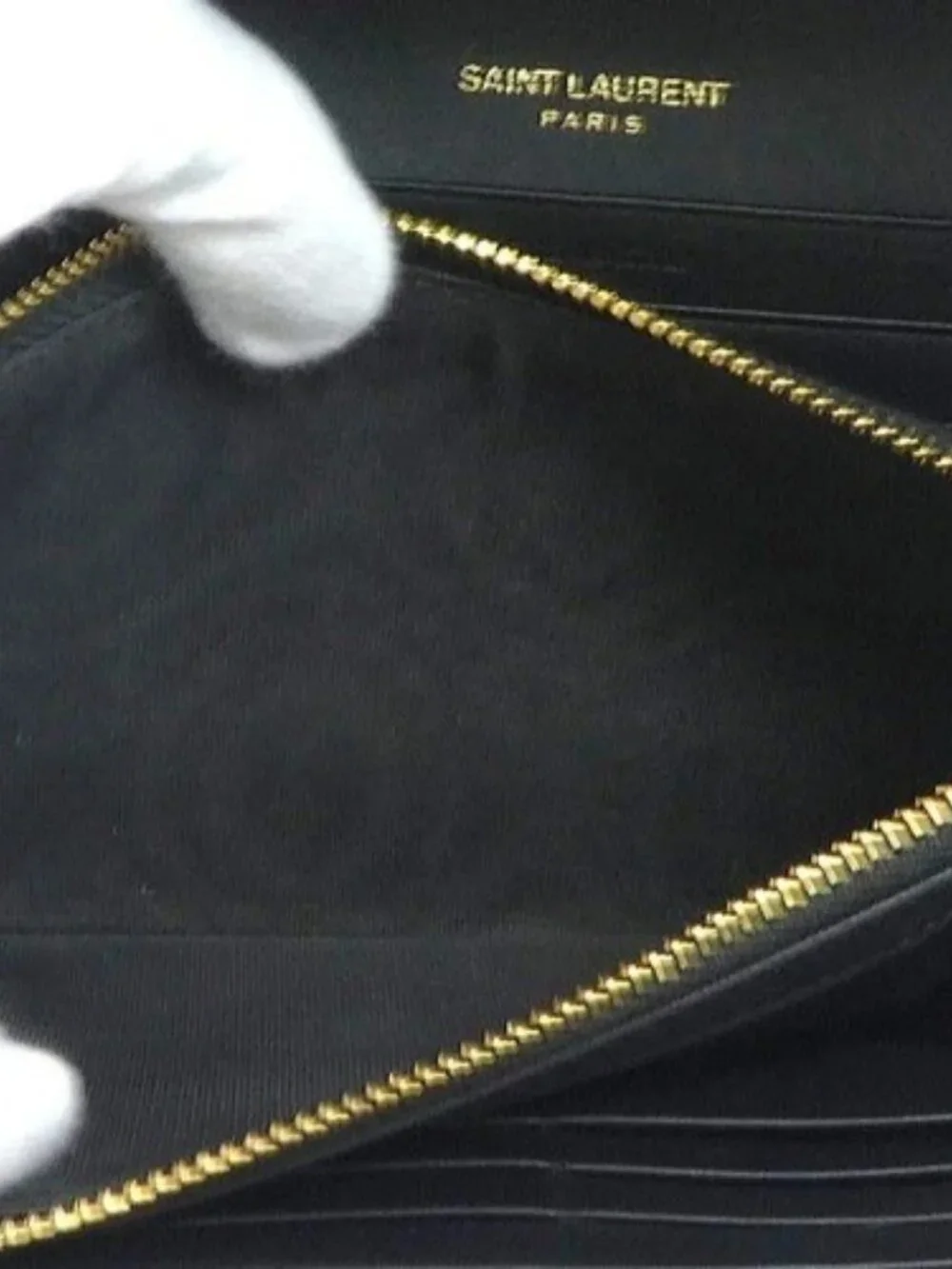 Auth SAINT LAURENT Long Wallet Black Leather/Goldtone - h31722a - Picture 7 of 16